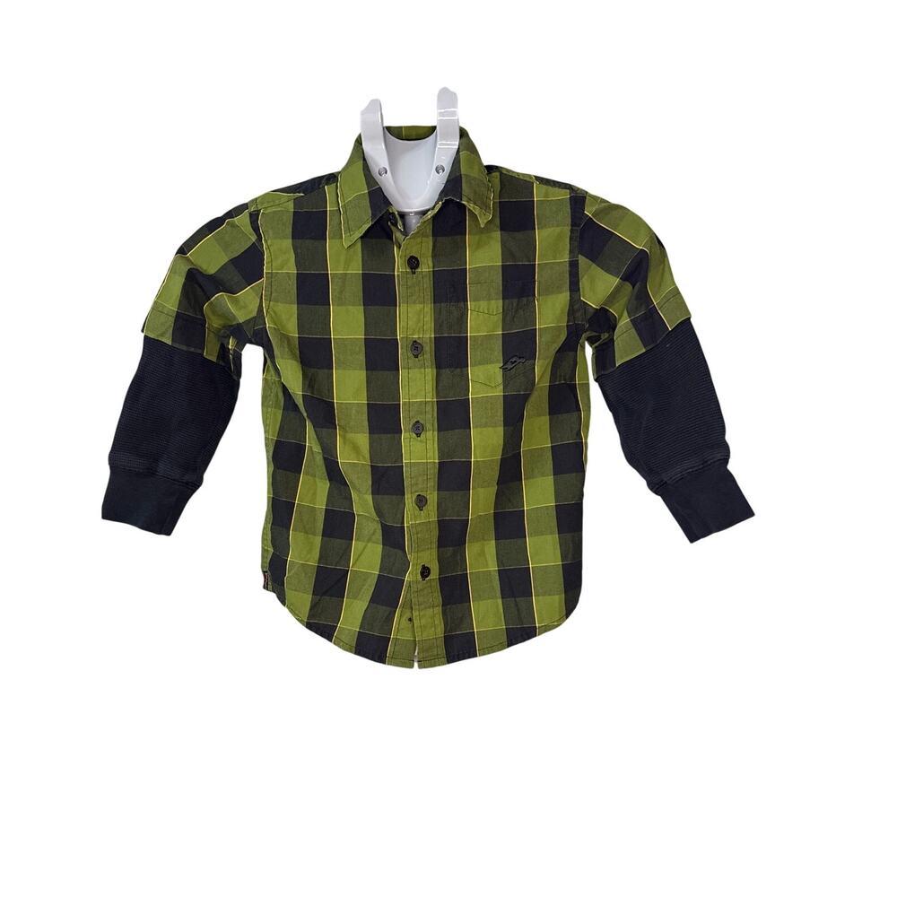Tony Hawk Green and Black Button Down Shirt Boys5/6